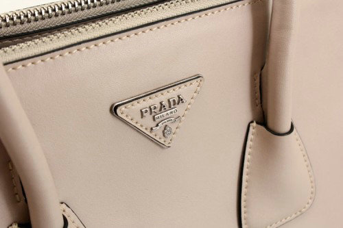 2014 Prada Glace Calf Leather Tote Bag BN2619 offwhite